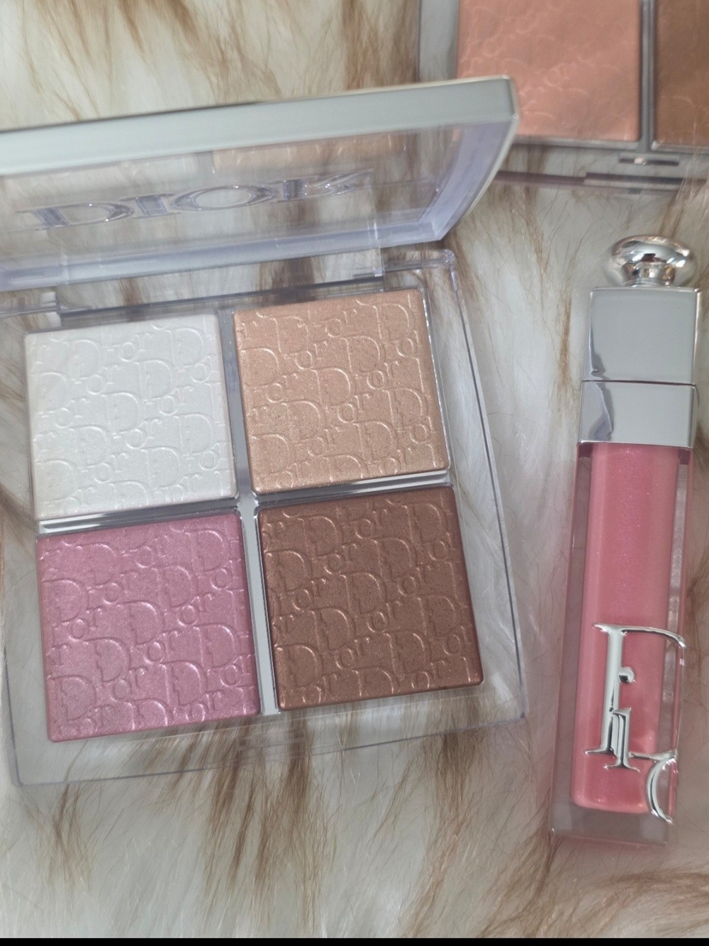 Dior Shimmer Quad highlighter 001 Universal & 010 Halo Pink